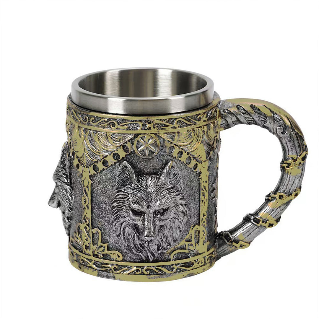 WorldNorse Wolf Head Encrusted Scroll Mug - image 4