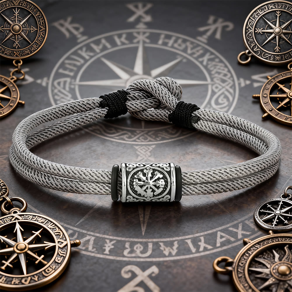 WorldNorse Viking Compass Runes Double Strand Braided Bracelet - Gray - 21 cm - image 5