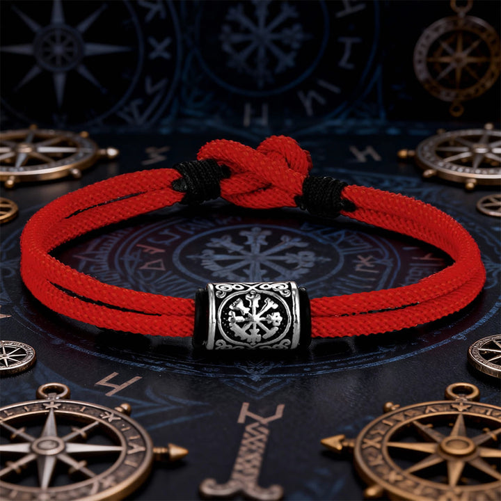 WorldNorse Viking Compass Runes Double Strand Braided Bracelet - Red - 21 cm - image 9