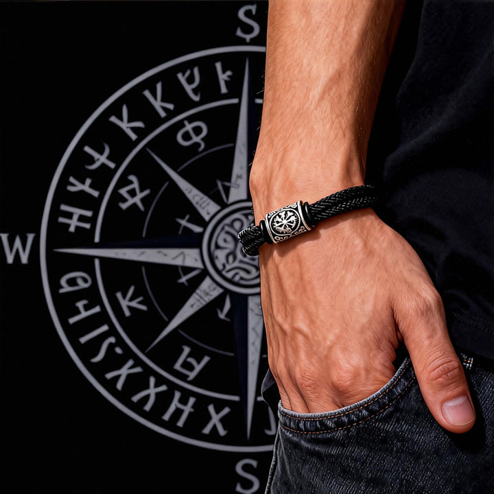 WorldNorse Viking Compass Runes Double Strand Braided Bracelet - image 2