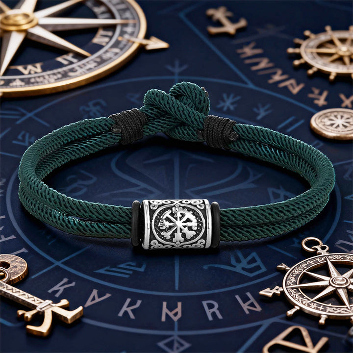 WorldNorse Viking Compass Runes Double Strand Braided Bracelet - Green - 21 cm - image 10