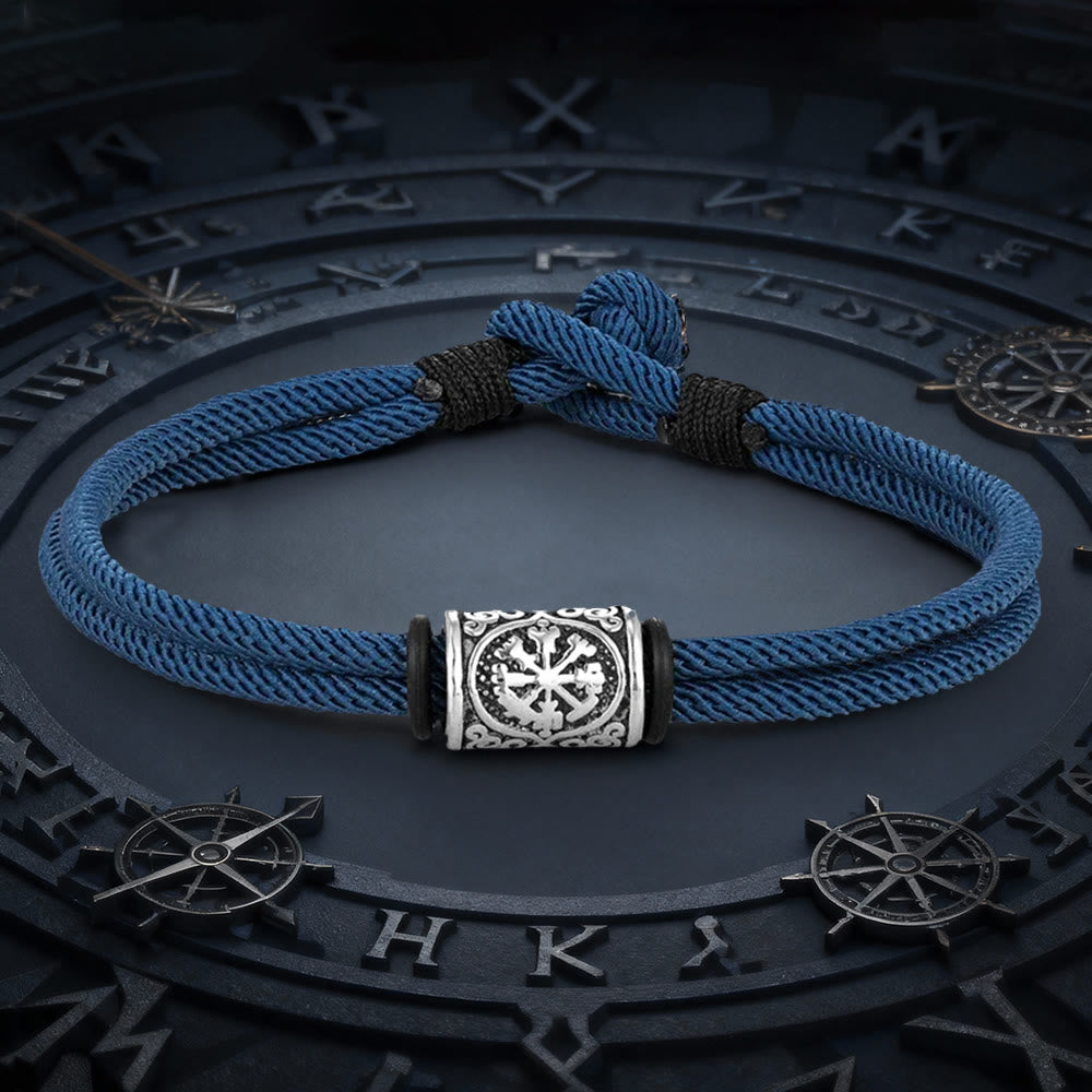 WorldNorse Viking Compass Runes Double Strand Braided Bracelet - Peacock Blue - 21 cm - image 7