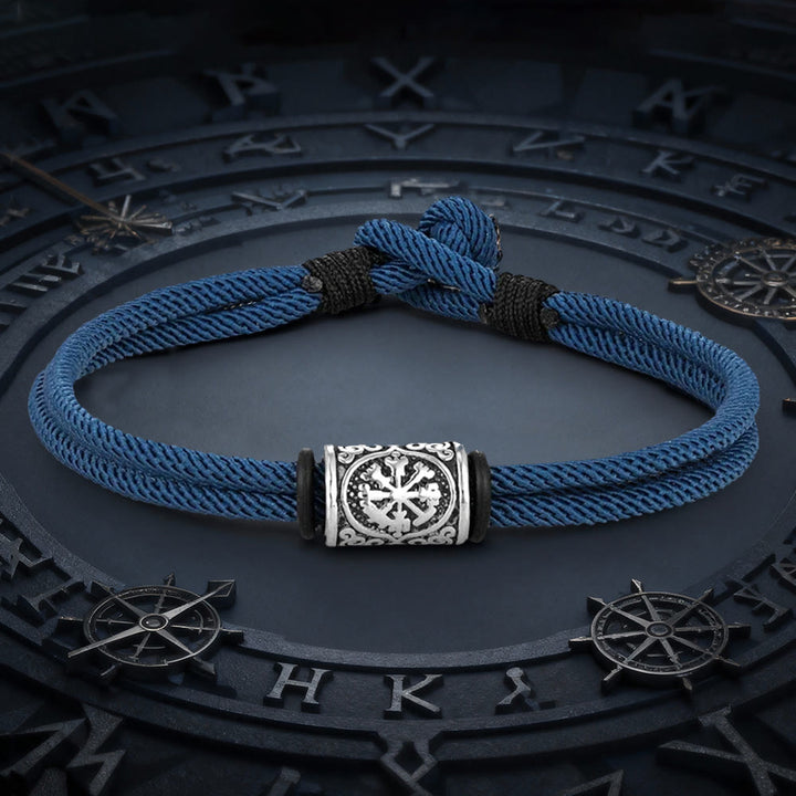 WorldNorse Viking Compass Runes Double Strand Braided Bracelet - Peacock Blue - 21 cm - image 7