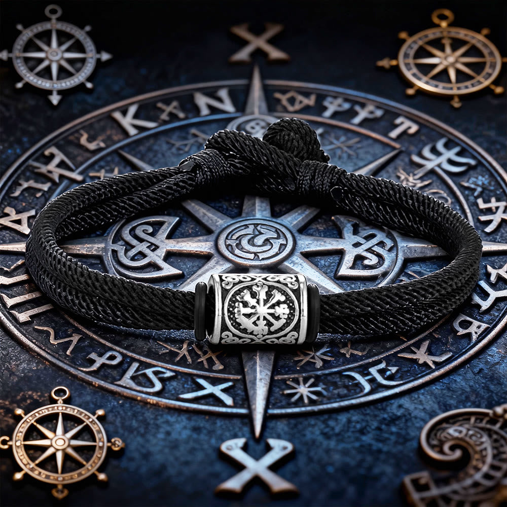 FREE Today: Viking Compass Runes Double Strand Braided Bracelet - Black - 21 cm - image 0