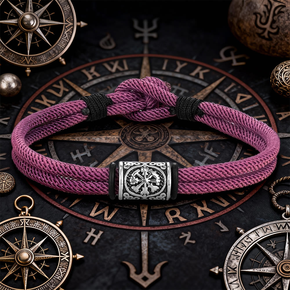 WorldNorse Viking Compass Runes Double Strand Braided Bracelet - Taro Purple - 21 cm - image 12