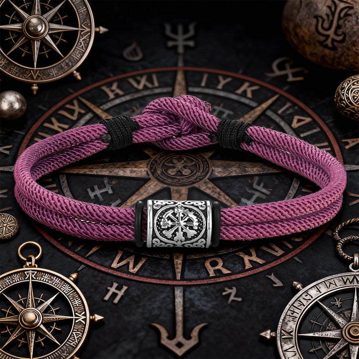 WorldNorse Viking Compass Runes Double Strand Braided Bracelet - Taro Purple - 21 cm - image 12