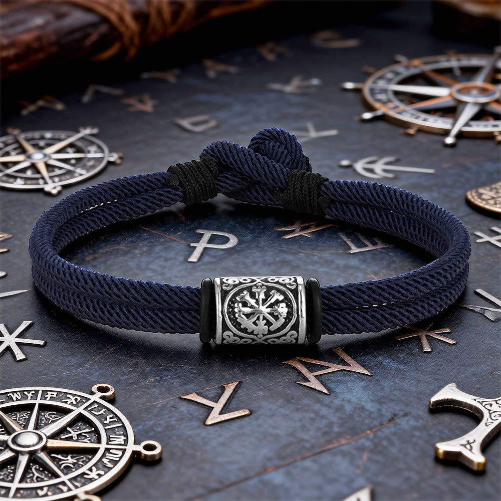 FREE Today: Viking Compass Runes Double Strand Braided Bracelet - Dark Blue - 21 cm - image 6