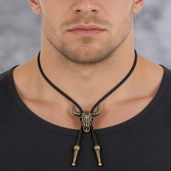 FREE Today: Bull Skull Motif Braided Leather Necklace - image 7