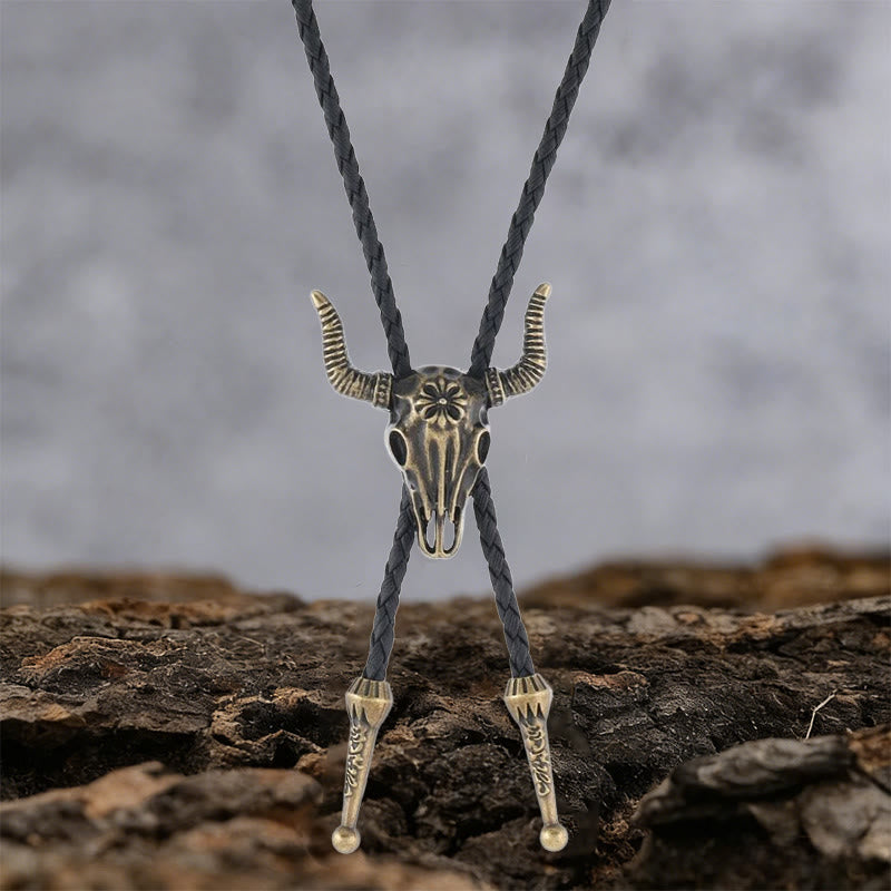 FREE Today: Bull Skull Motif Braided Leather Necklace - image 2