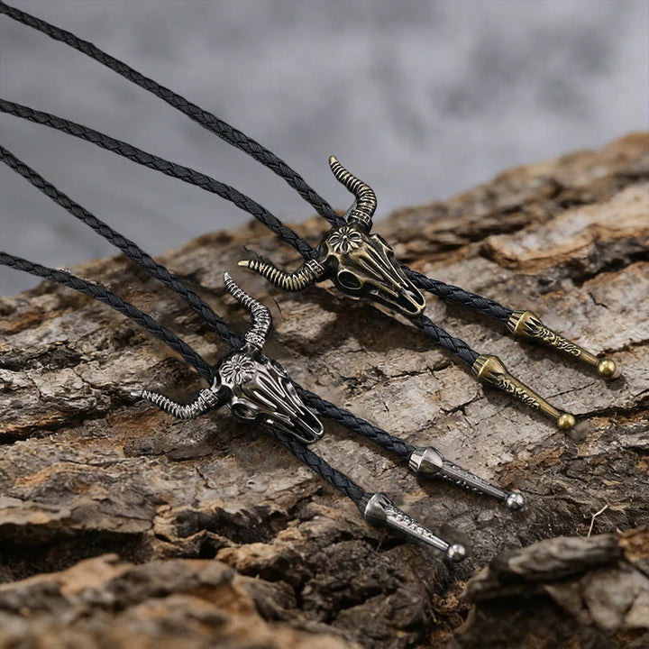 FREE Today: Bull Skull Motif Braided Leather Necklace - image 6