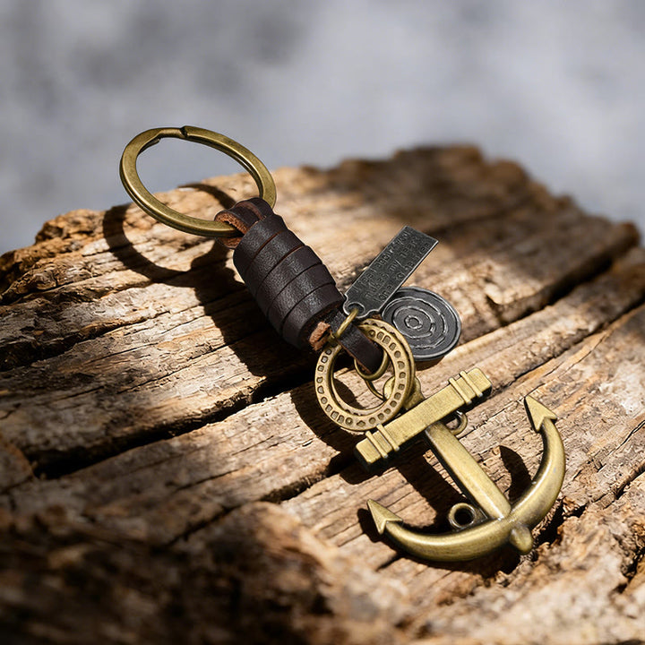 FREE Today: Anchor Motif Leather Wrapped Keychain - Anchor - image 0
