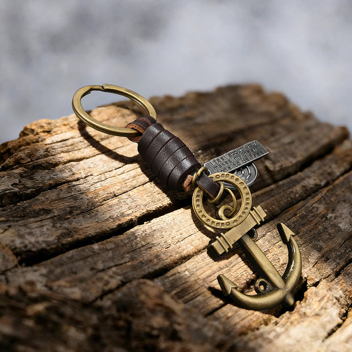 WorldNorse Anchor Motif Leather Wrapped Keychain - image 4