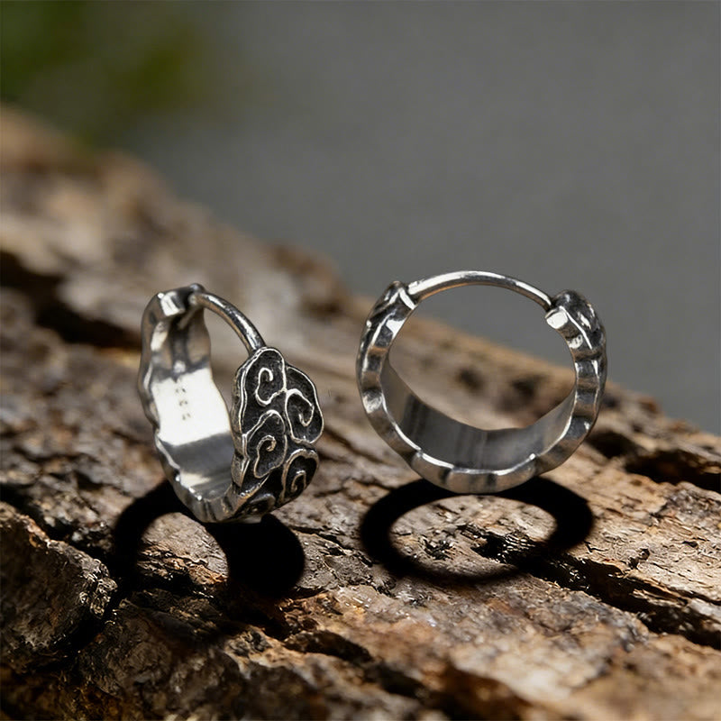 WorldNorse Carved Cloud Texture Vintage Style Earrings - image 2