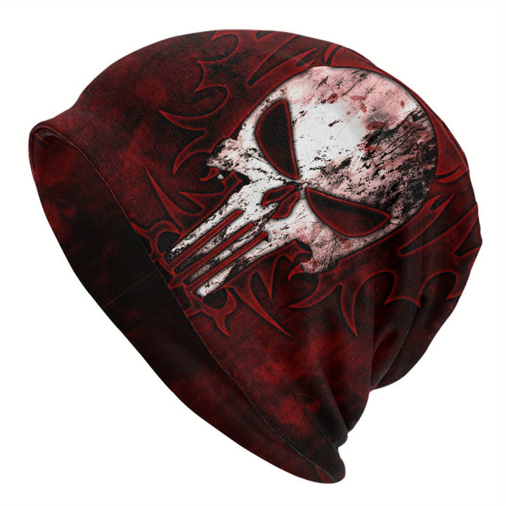 WorldNorse Distressed Skull Tribal Beanie - Red - image 0
