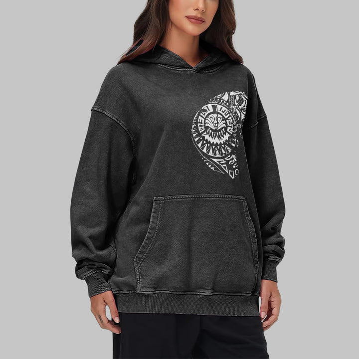 WorldNorse Intricate Tribal Skull Washed Hoodie - image 8