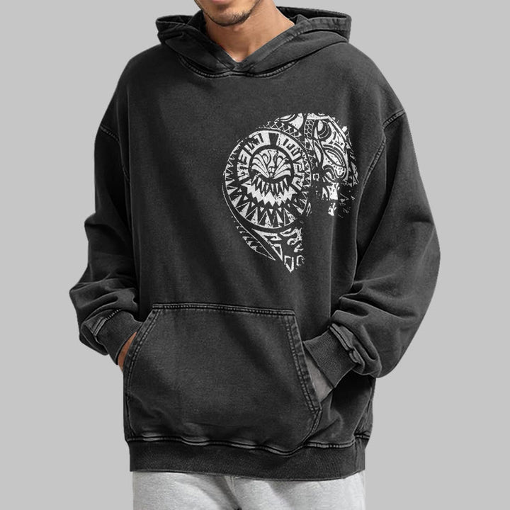 WorldNorse Intricate Tribal Skull Washed Hoodie - image 4