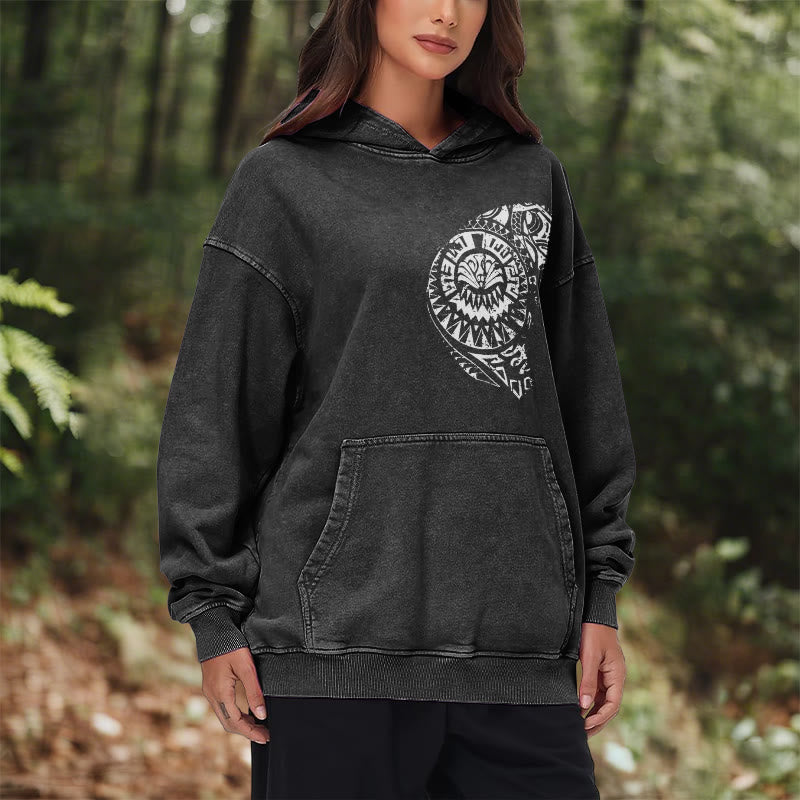 WorldNorse Intricate Tribal Skull Washed Hoodie - image 10