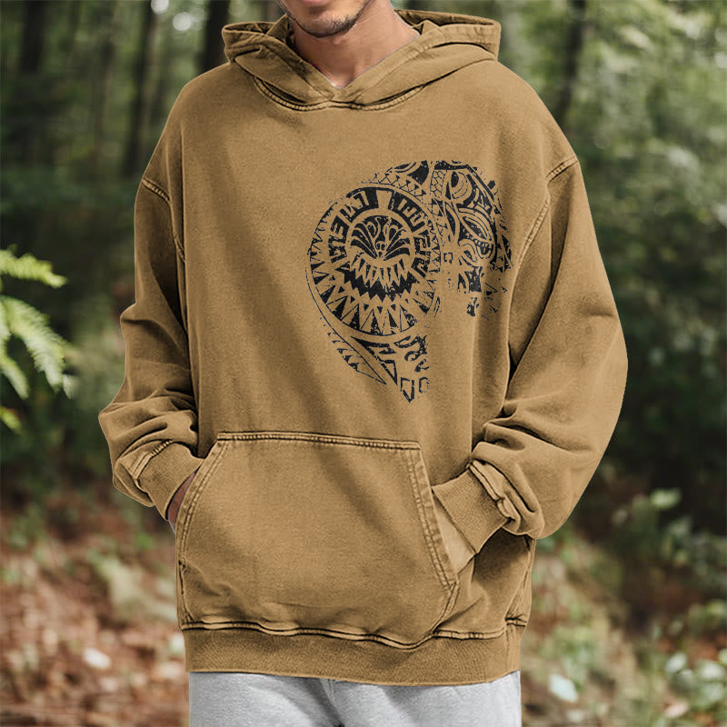 WorldNorse Intricate Tribal Skull Washed Hoodie - image 21