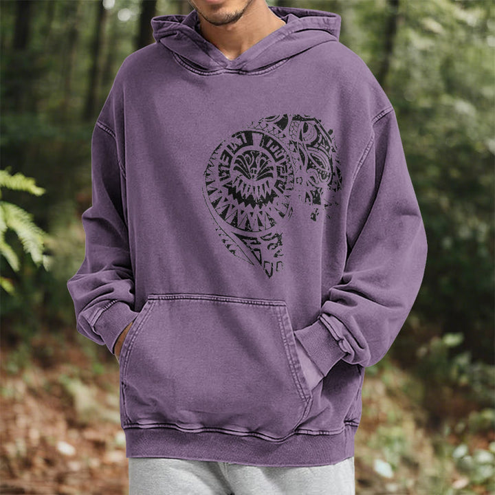 WorldNorse Intricate Tribal Skull Washed Hoodie - image 25