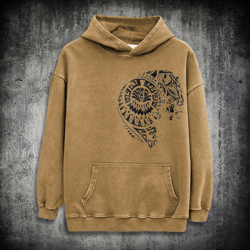 WorldNorse Intricate Tribal Skull Washed Hoodie - Khaki - 3XL - image 19