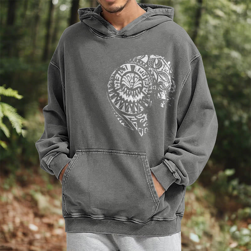 WorldNorse Intricate Tribal Skull Washed Hoodie - image 14