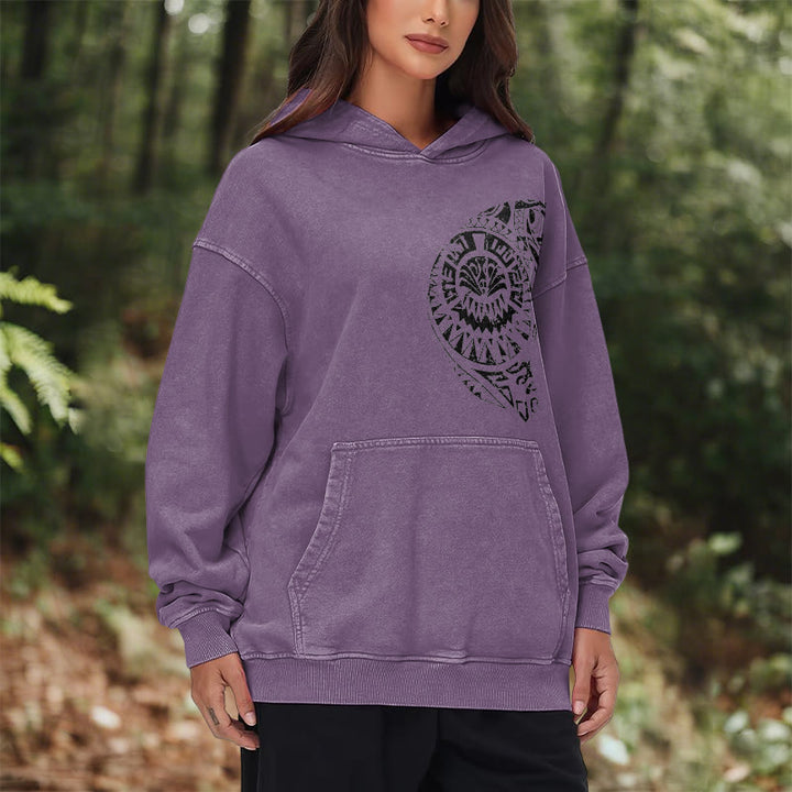 WorldNorse Intricate Tribal Skull Washed Hoodie - image 26