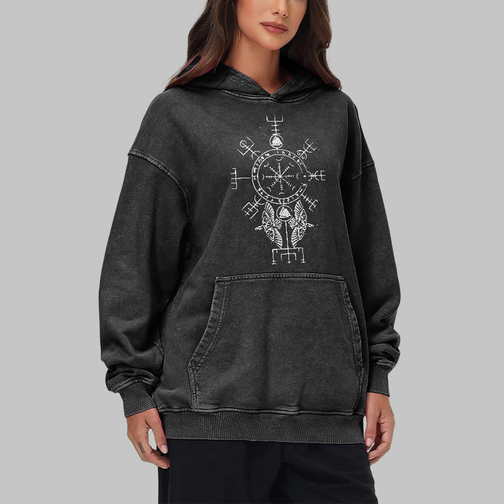 WorldNorse Rune Helm of Awe Raven Washed Hoodie - image 8