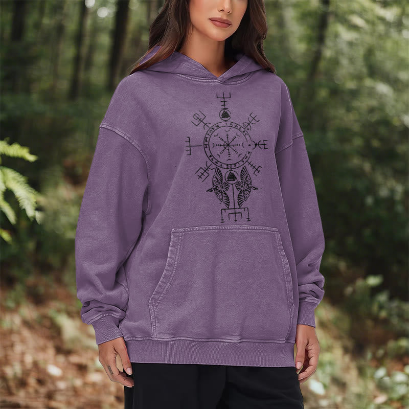 WorldNorse Rune Helm of Awe Raven Washed Hoodie - image 26