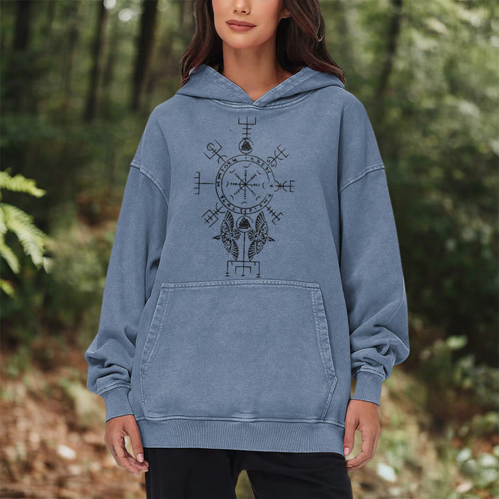 WorldNorse Rune Helm of Awe Raven Washed Hoodie - image 18
