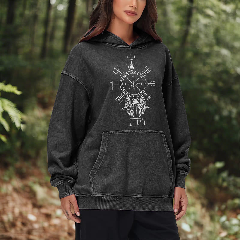 WorldNorse Rune Helm of Awe Raven Washed Hoodie - image 10