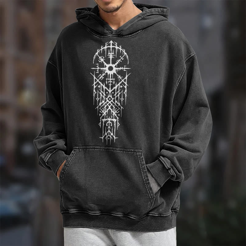 WorldNorse Gothic Intricate Rune Washed Hoodie - image 7