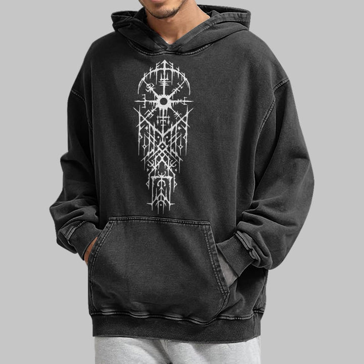 WorldNorse Gothic Intricate Rune Washed Hoodie - image 4