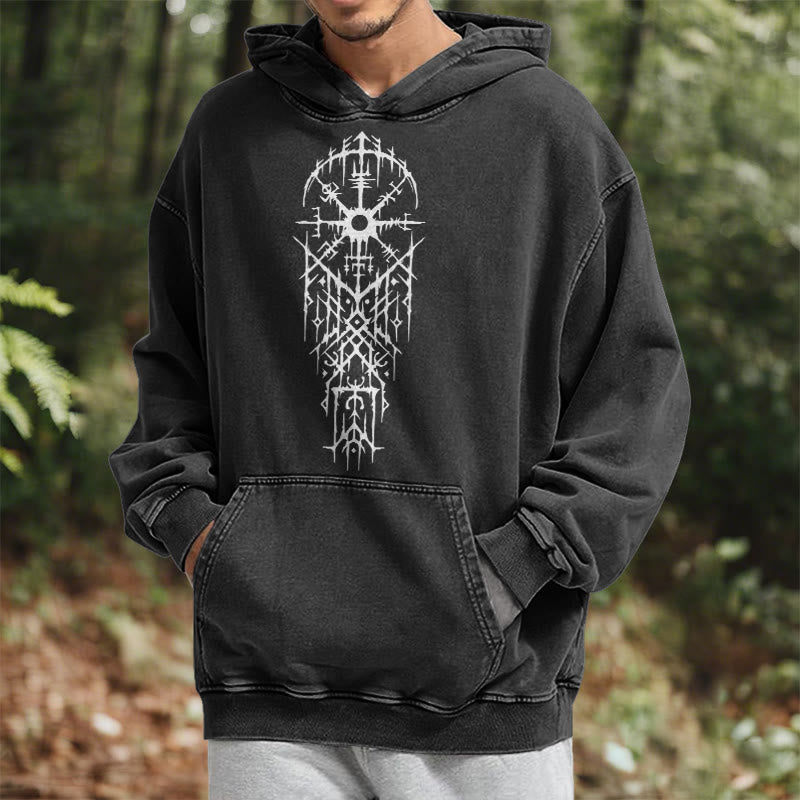 WorldNorse Gothic Intricate Rune Washed Hoodie - image 6