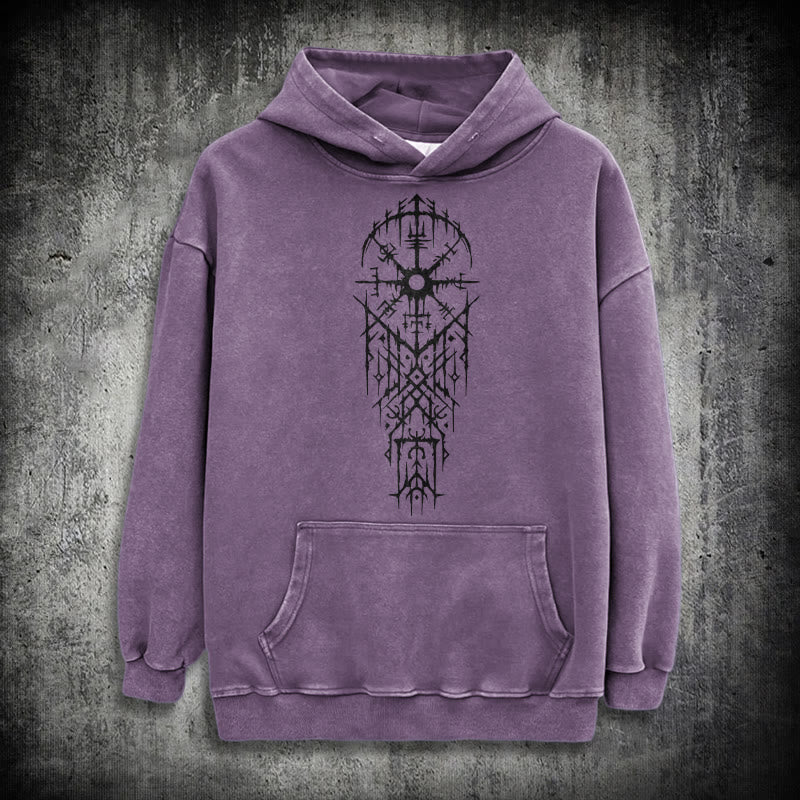 WorldNorse Gothic Intricate Rune Washed Hoodie - Purple - 3XL - image 23