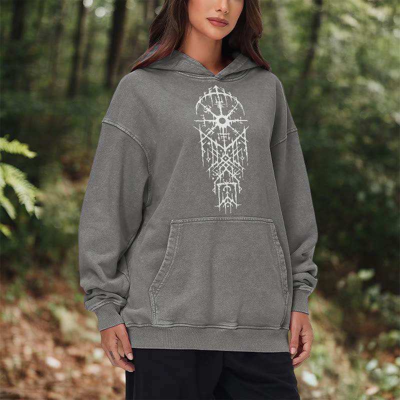 WorldNorse Gothic Intricate Rune Washed Hoodie - image 14