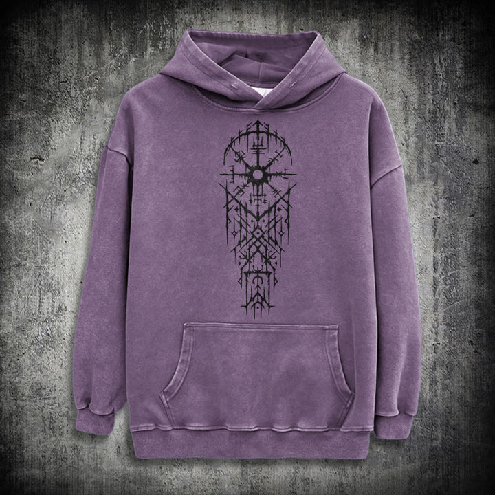 WorldNorse Gothic Intricate Rune Washed Hoodie - Purple - 3XL - image 23