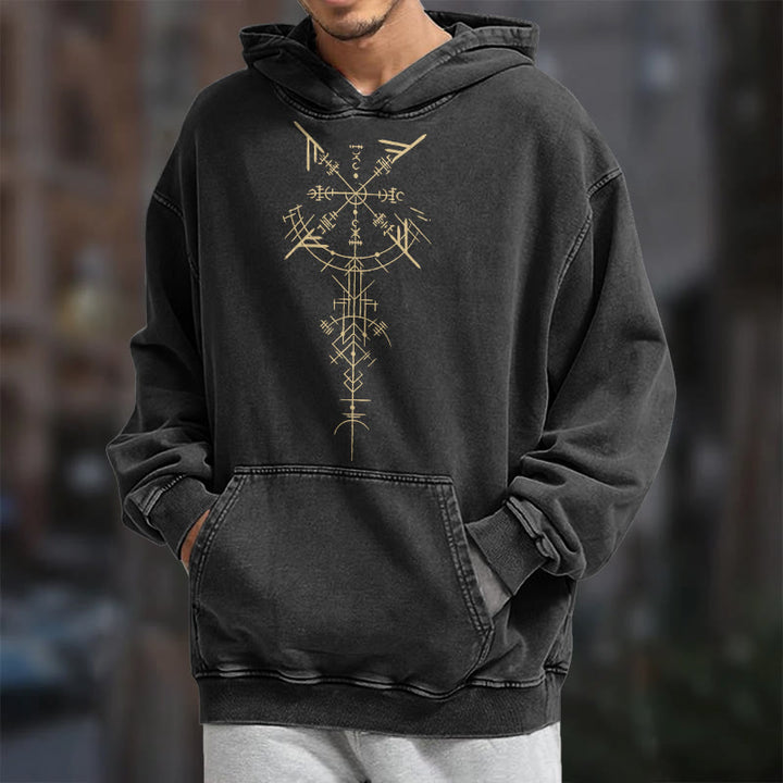 WorldNorse Gilded Rune Vegvisir Washed Hoodie - image 7