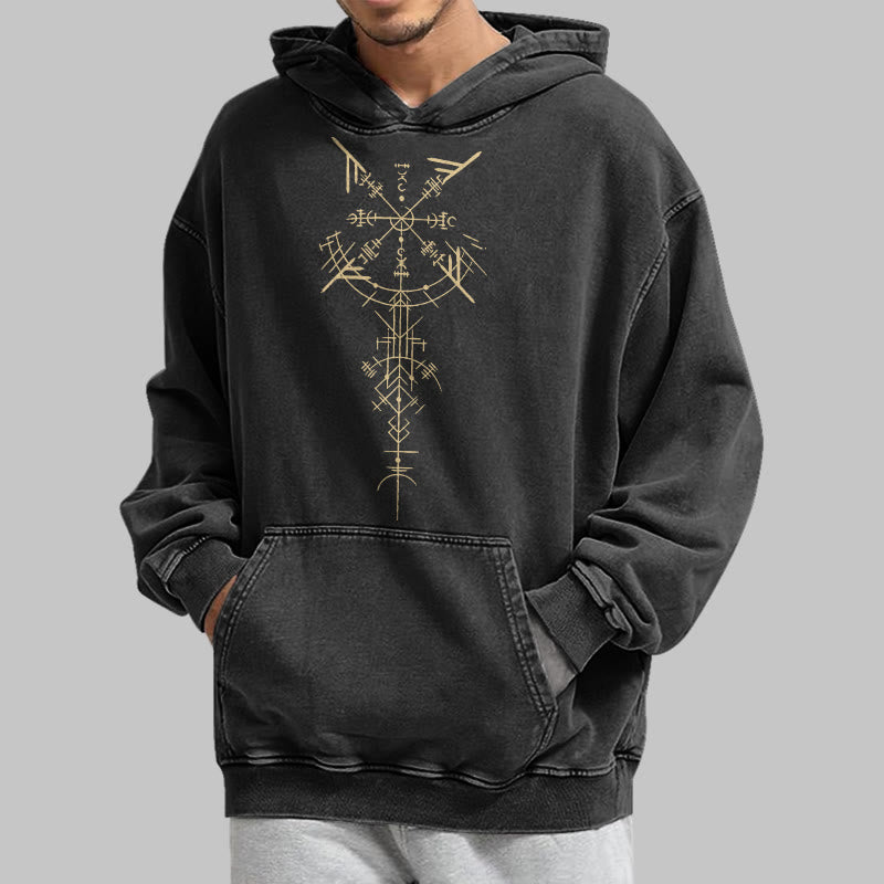 WorldNorse Gilded Rune Vegvisir Washed Hoodie - image 4