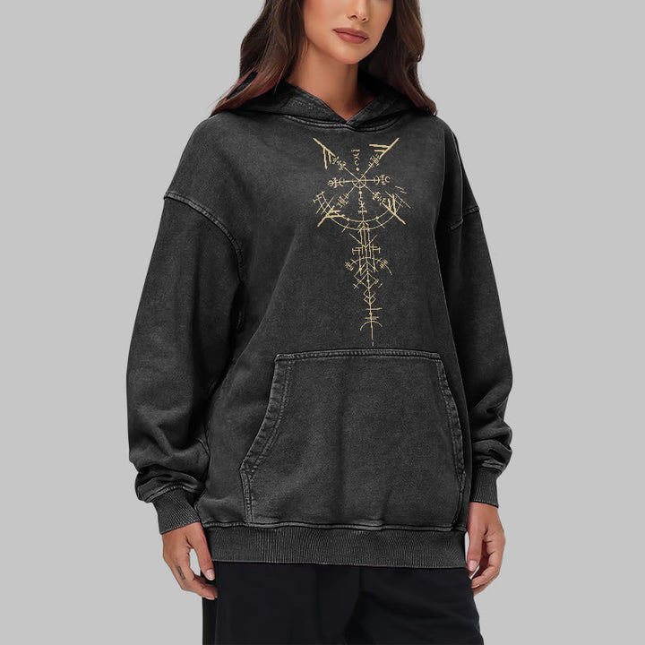 WorldNorse Gilded Rune Vegvisir Washed Hoodie - image 8