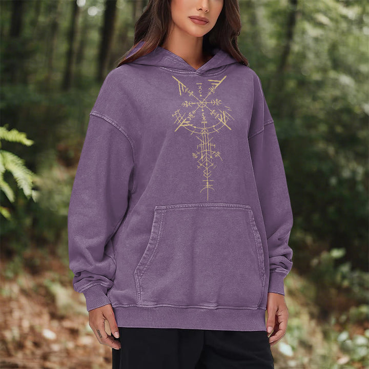 WorldNorse Gilded Rune Vegvisir Washed Hoodie - image 26