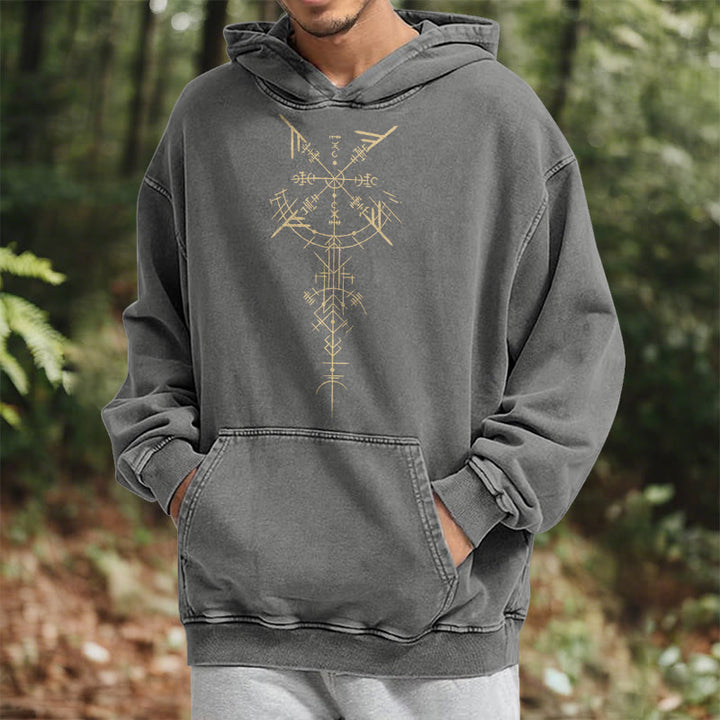 WorldNorse Gilded Rune Vegvisir Washed Hoodie - image 14