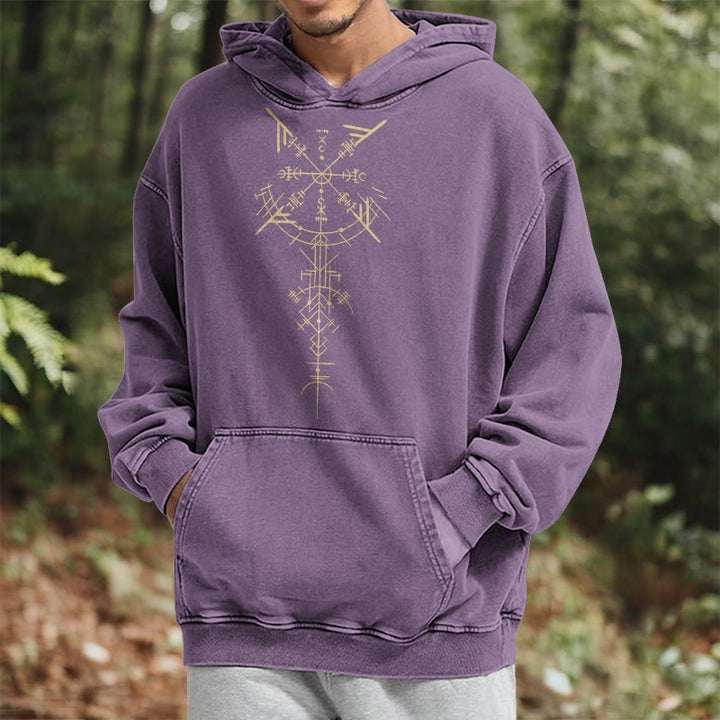 WorldNorse Gilded Rune Vegvisir Washed Hoodie - image 25