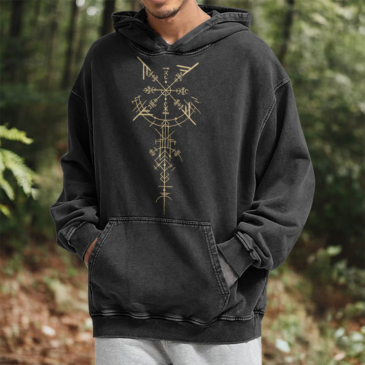 WorldNorse Gilded Rune Vegvisir Washed Hoodie - image 6