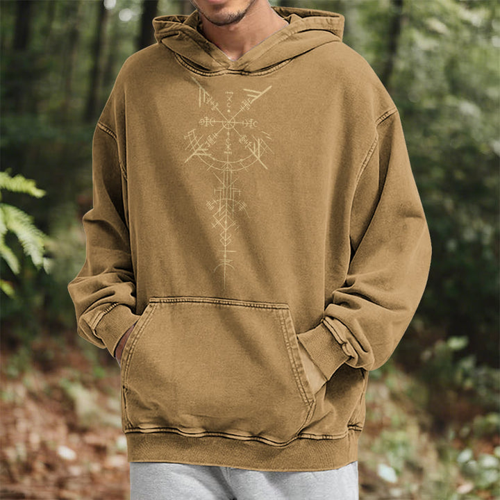 WorldNorse Gilded Rune Vegvisir Washed Hoodie - image 21