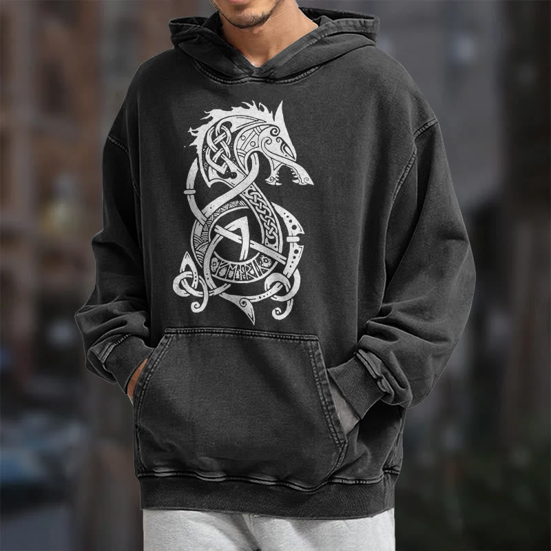 WorldNorse Celtic Knot Norse Dragon Washed Hoodie - image 7