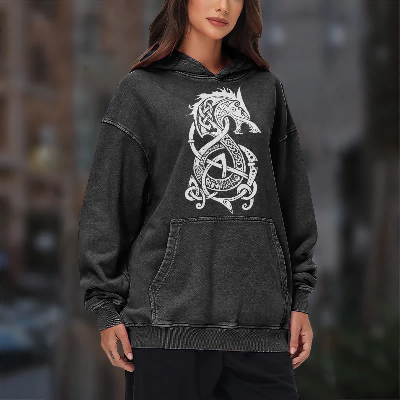 WorldNorse Celtic Knot Norse Dragon Washed Hoodie - image 11