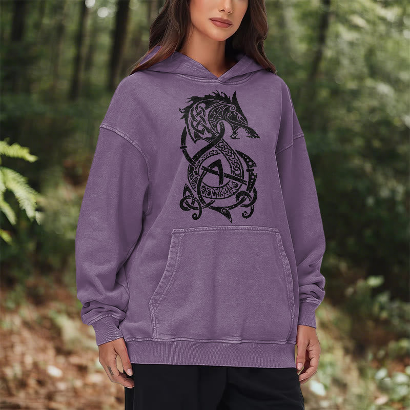 WorldNorse Celtic Knot Norse Dragon Washed Hoodie - image 26