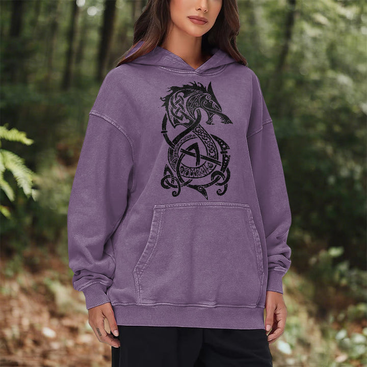 WorldNorse Celtic Knot Norse Dragon Washed Hoodie - image 26