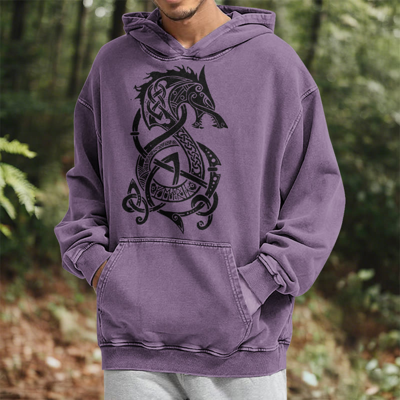 WorldNorse Celtic Knot Norse Dragon Washed Hoodie - image 25