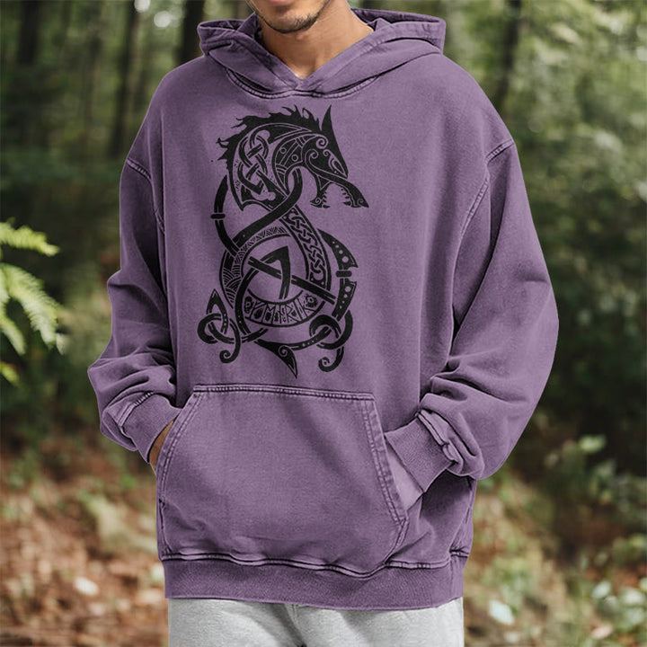 WorldNorse Celtic Knot Norse Dragon Washed Hoodie - image 25